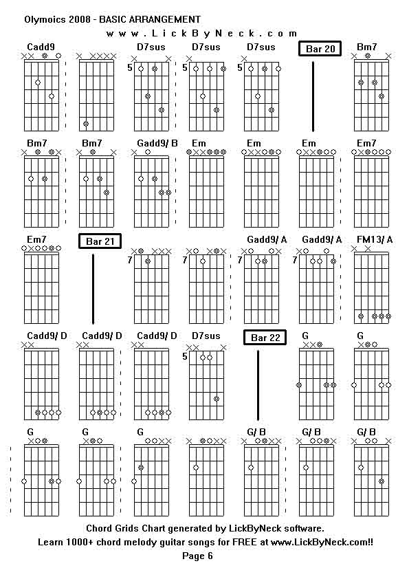 Chord Grids Chart of chord melody fingerstyle guitar song-Olymoics 2008 - BASIC ARRANGEMENT,generated by LickByNeck software.